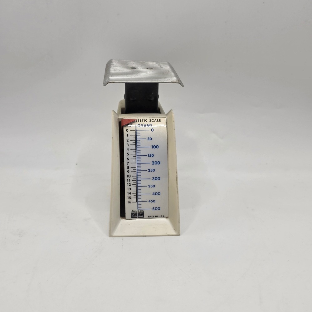 Hanson Dietetic Scale Vintage Cream Manual 16oz 500g Mid Century Modern USA Made